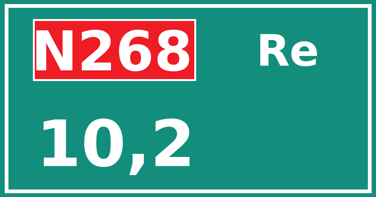 Hectometerbord N268 10,2 zijde Re