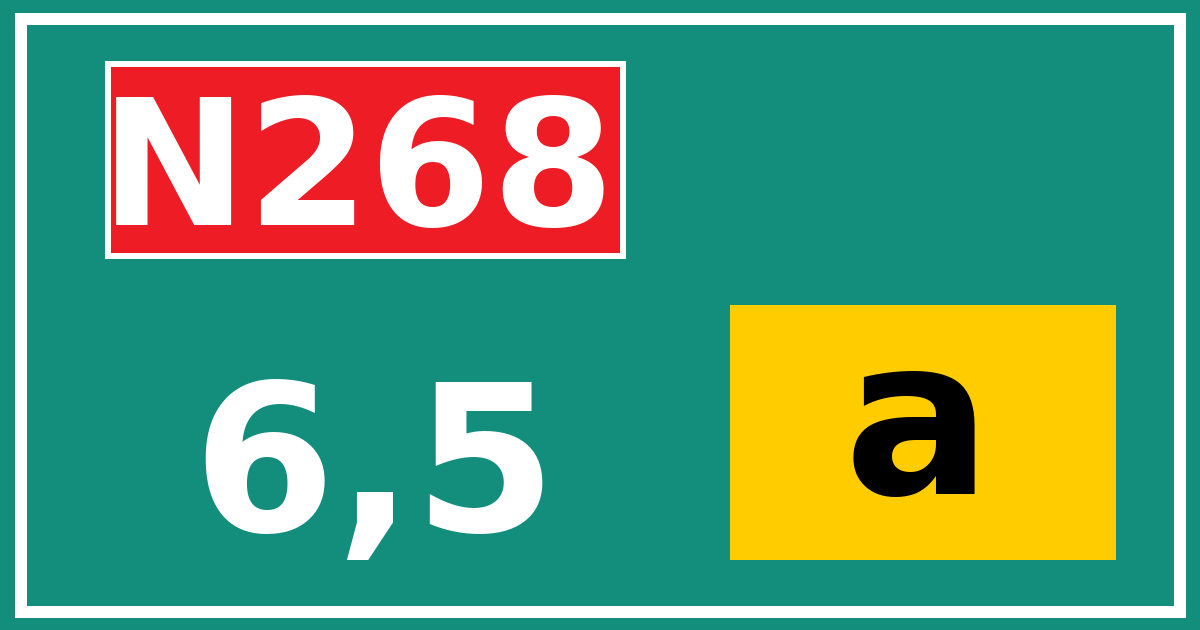 Hectometerbord N268 6,5 letter a