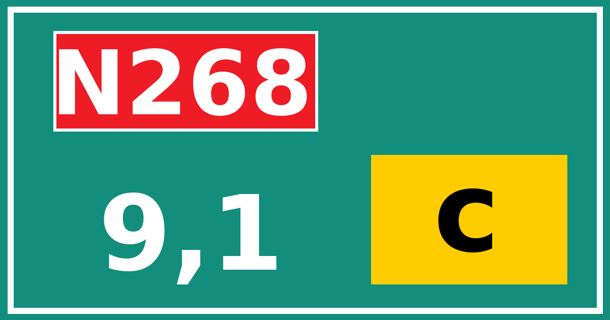 Hectometerbord N268 9,1 letter c