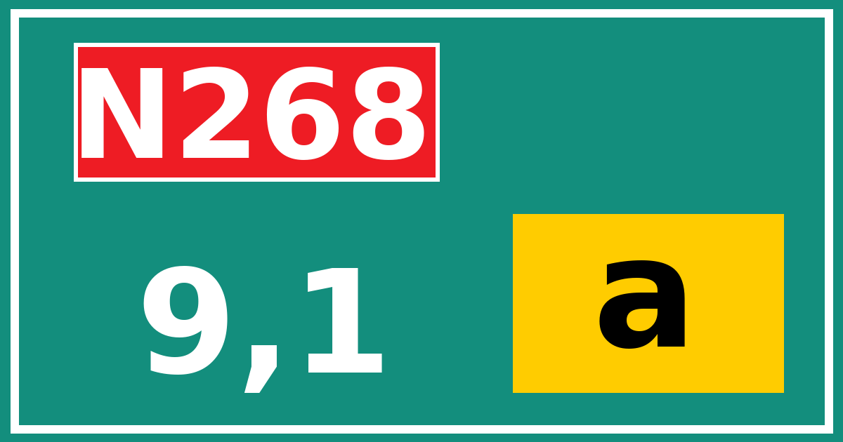 Hectometerbord N268 9,1 letter a
