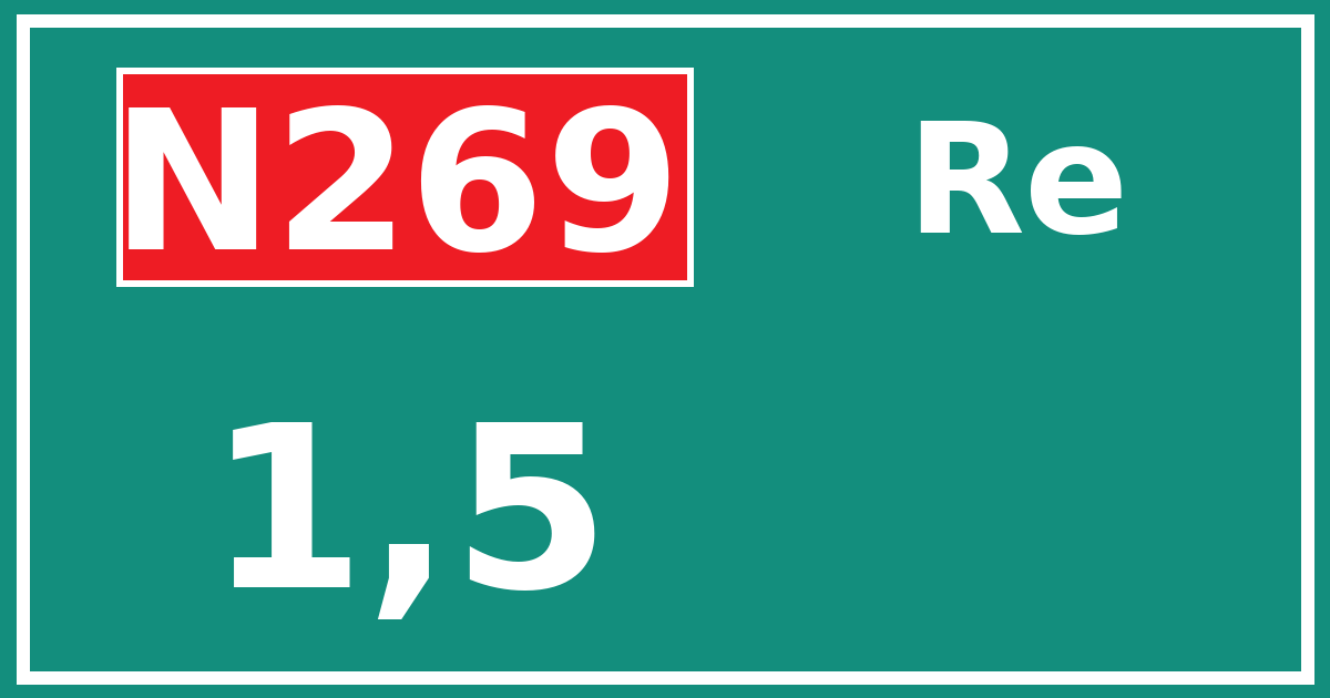 Hectometerbord N269 1,5 zijde Re
