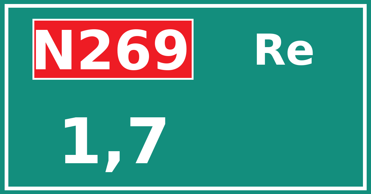 Hectometerbord N269 1,7 zijde Re
