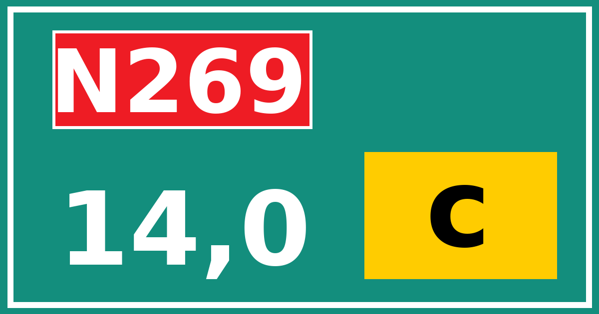 Hectometerbord N269 14,0 letter c