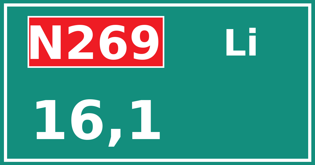 Hectometerbord N269 16,1 zijde Li