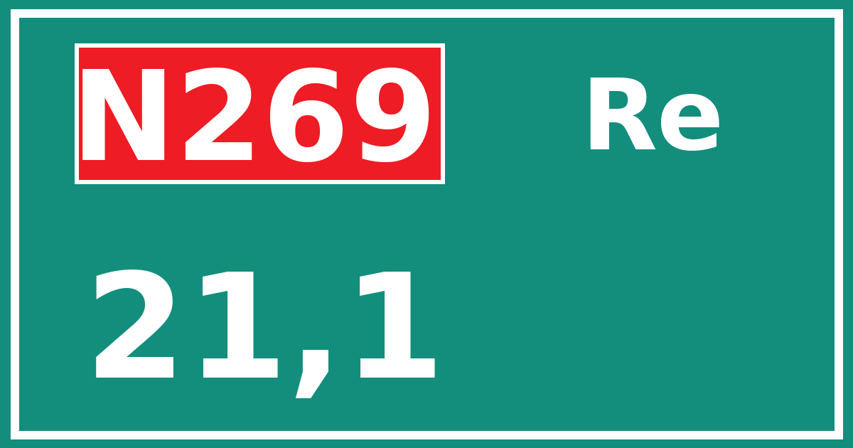 Hectometerbord N269 21,1 zijde Re