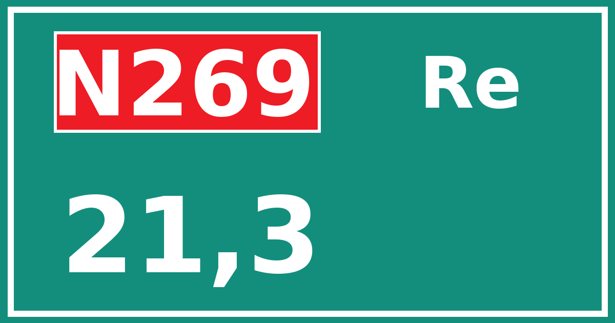 Hectometerbord N269 21,3 zijde Re