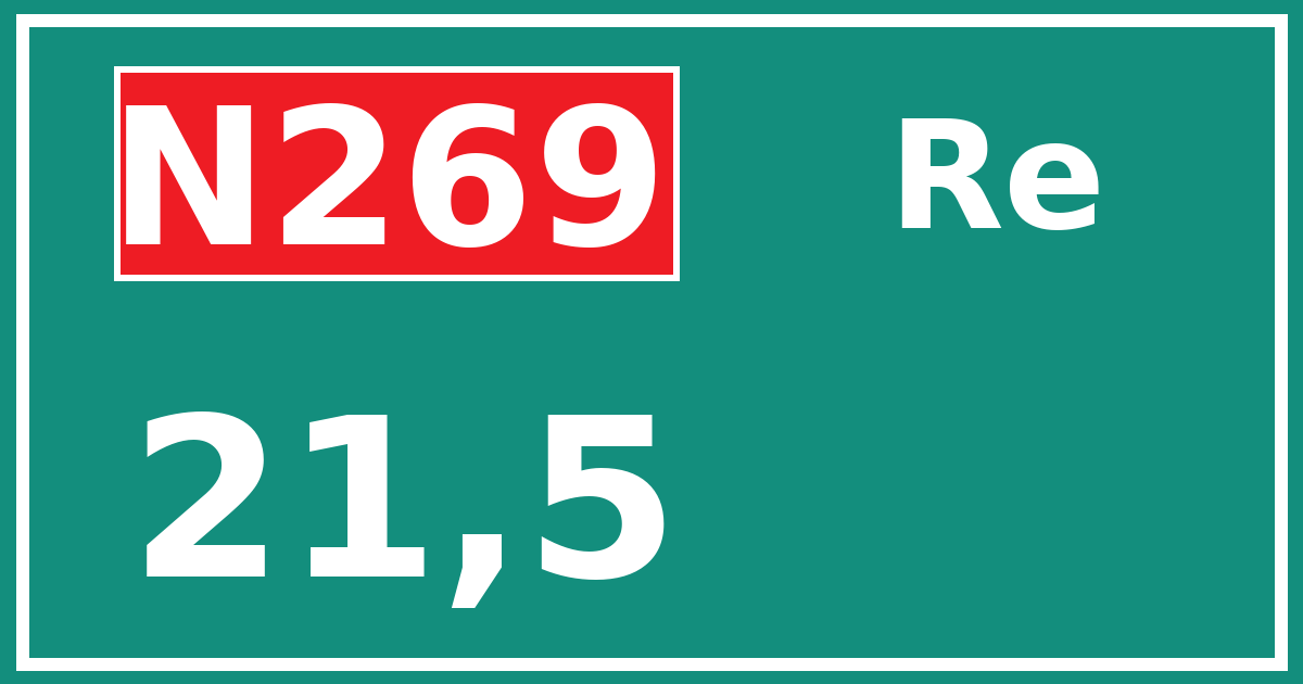 Hectometerbord N269 21,5 zijde Re