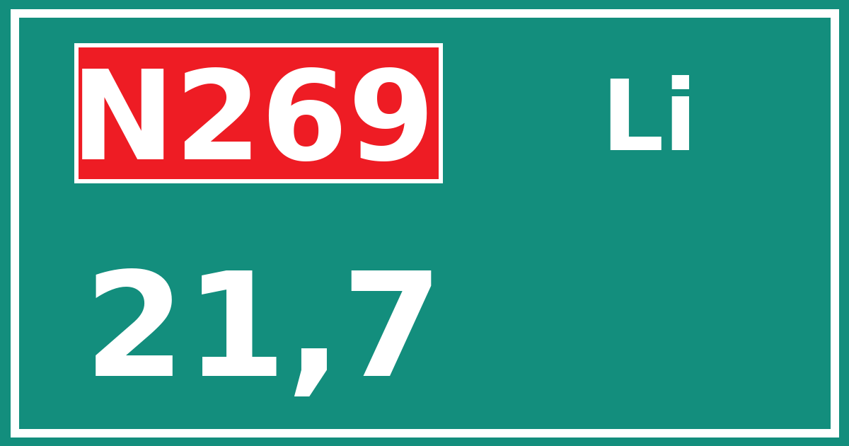 Hectometerbord N269 21,7 zijde Li