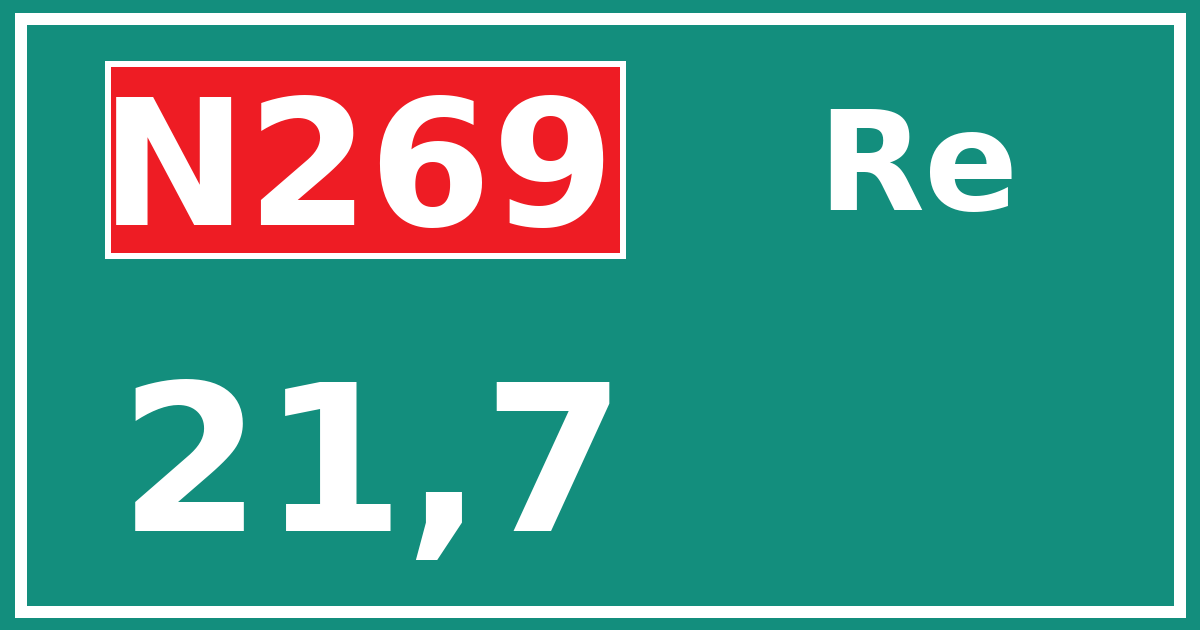 Hectometerbord N269 21,7 zijde Re
