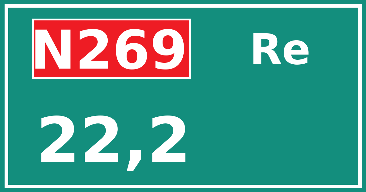 Hectometerbord N269 22,2 zijde Re