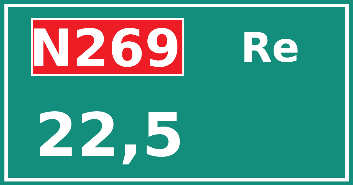 Hectometerbord N269 22,5 zijde Re