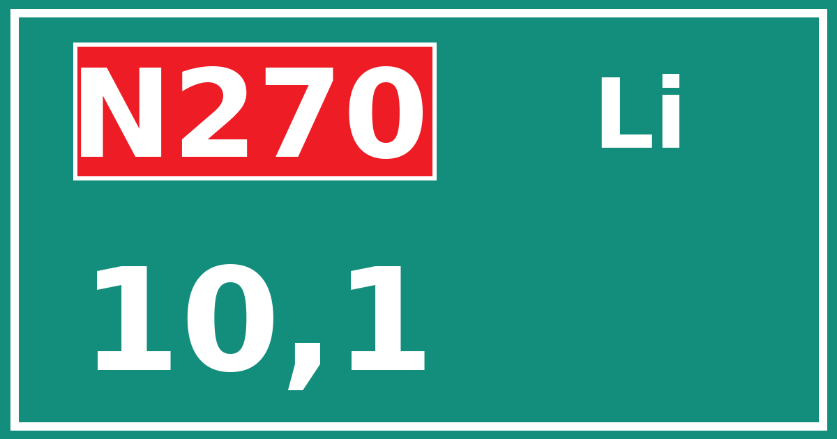 Hectometerbord N270 10,1 zijde Li