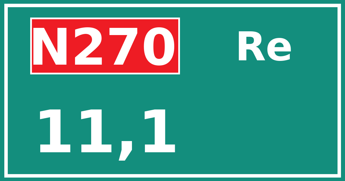 Hectometerbord N270 11,1 zijde Re