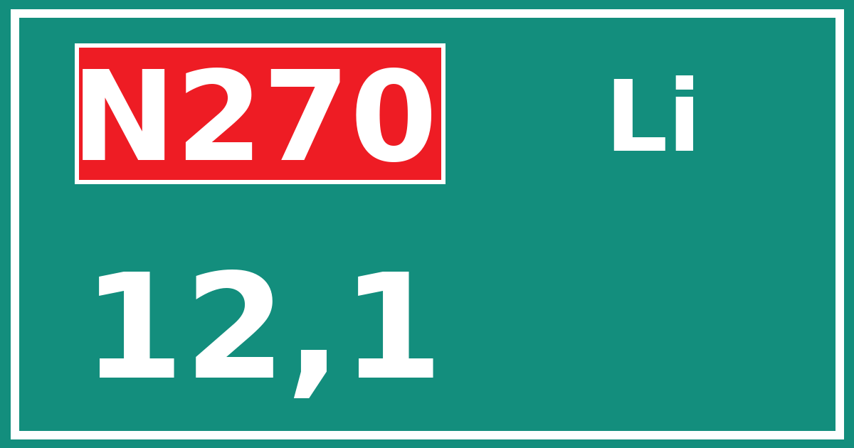 Hectometerbord N270 12,1 zijde Li