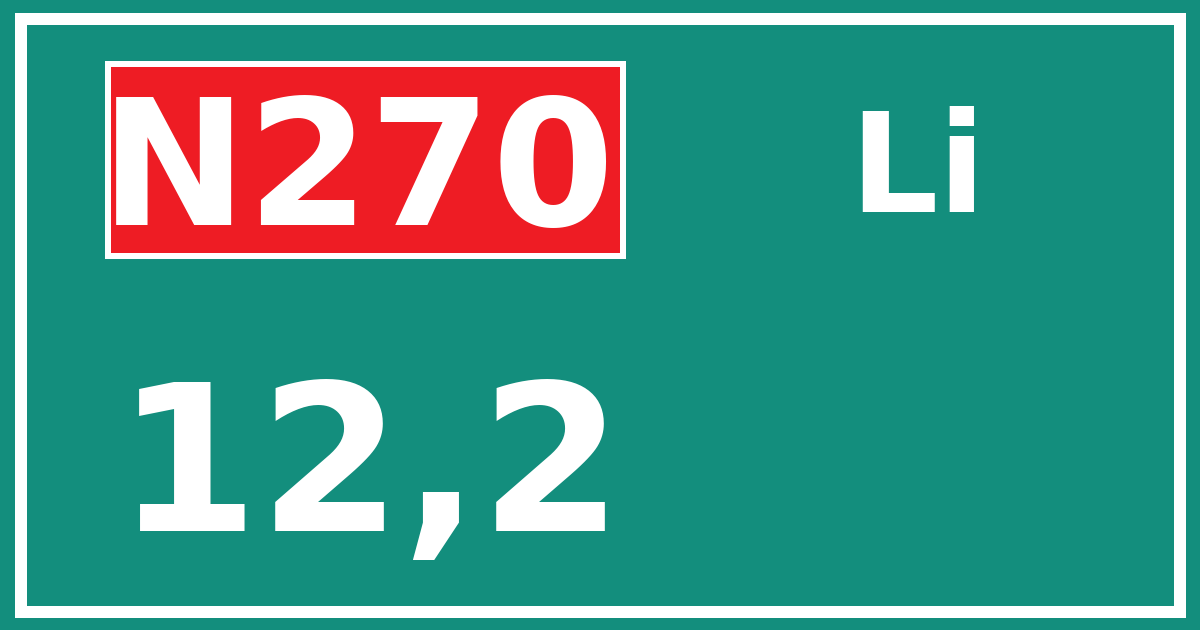 Hectometerbord N270 12,2 zijde Li