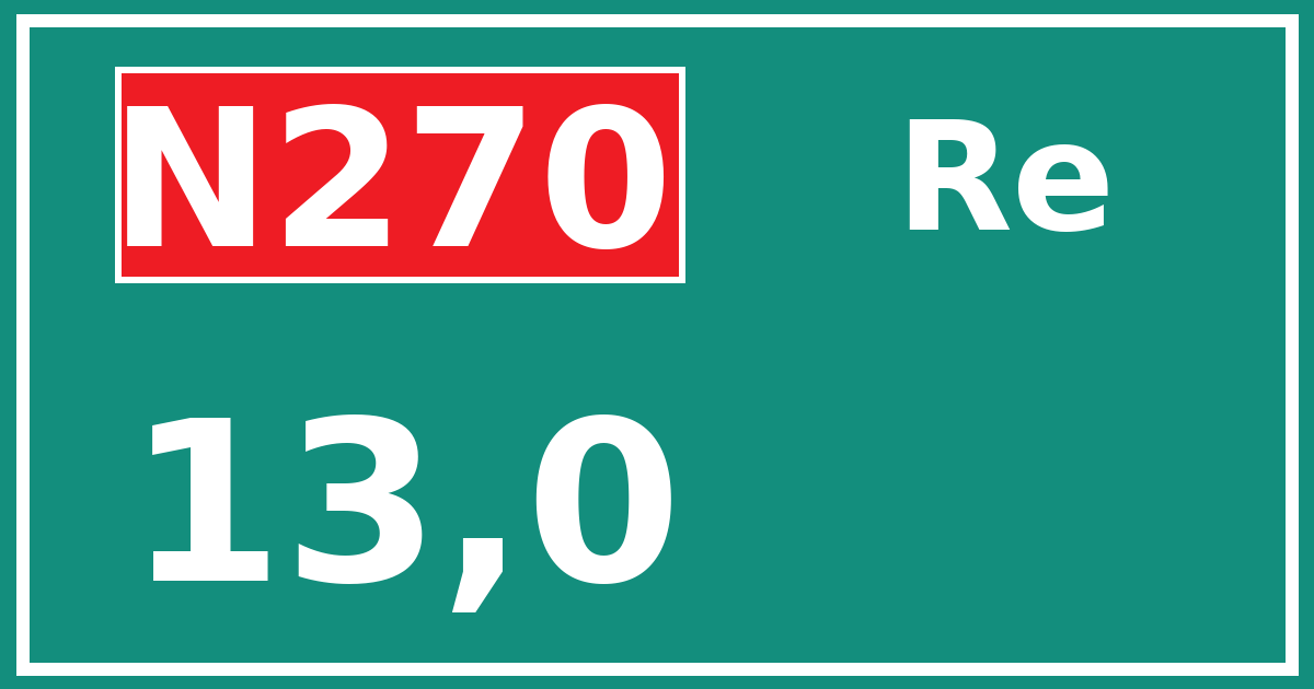Hectometerbord N270 13,0 zijde Re