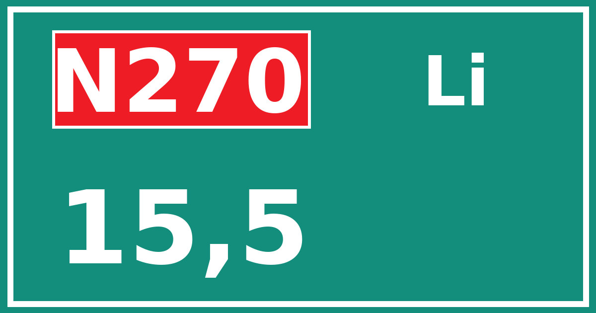 Hectometerbord N270 15,5 zijde Li