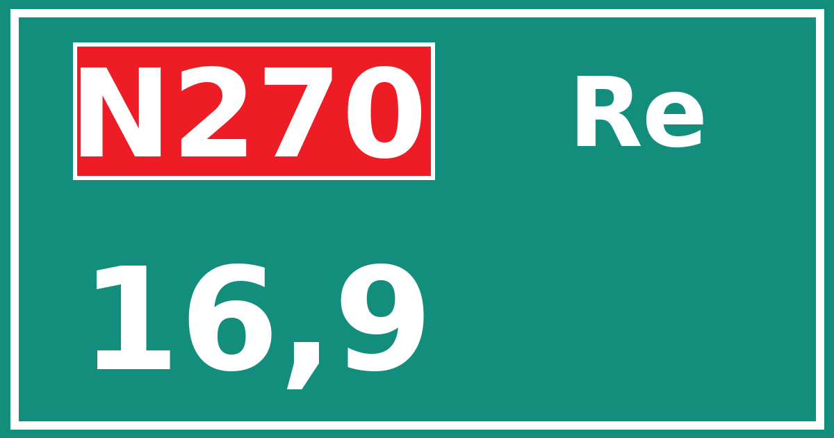 Hectometerbord N270 16,9 zijde Re