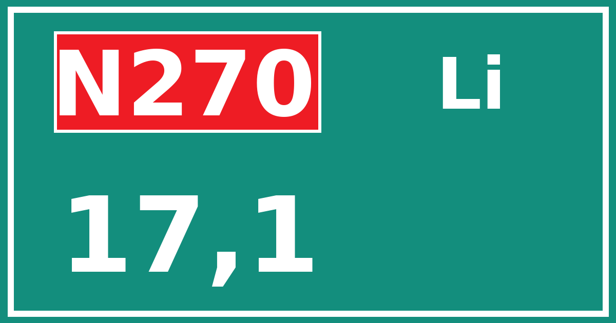 Hectometerbord N270 17,1 zijde Li