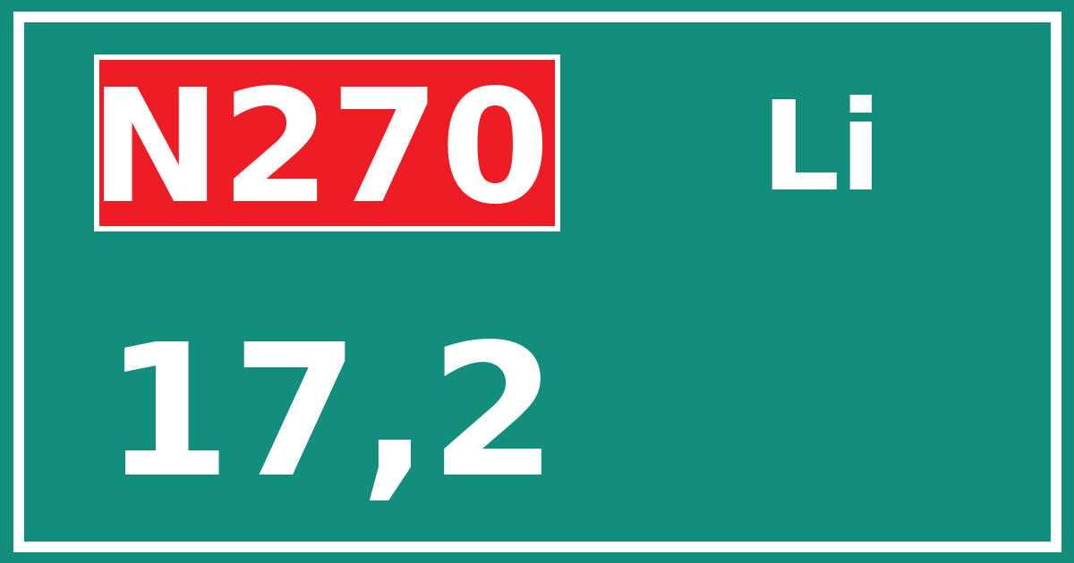 Hectometerbord N270 17,2 zijde Li