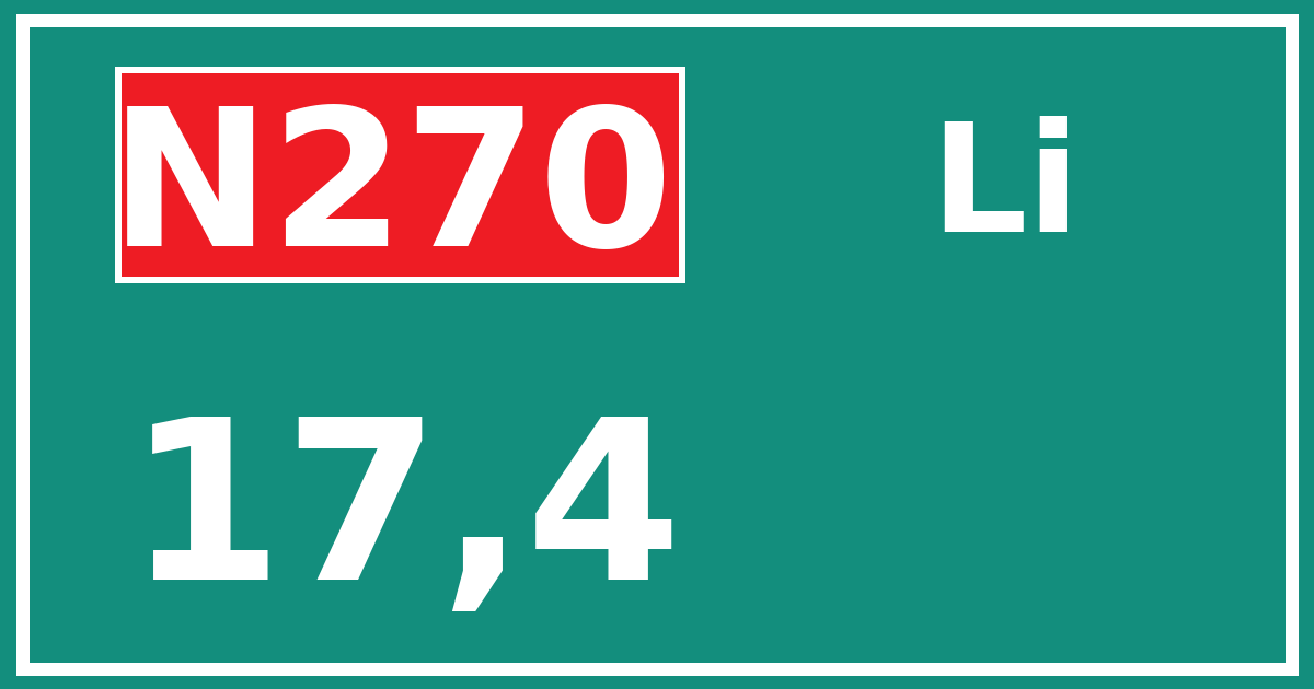 Hectometerbord N270 17,4 zijde Li