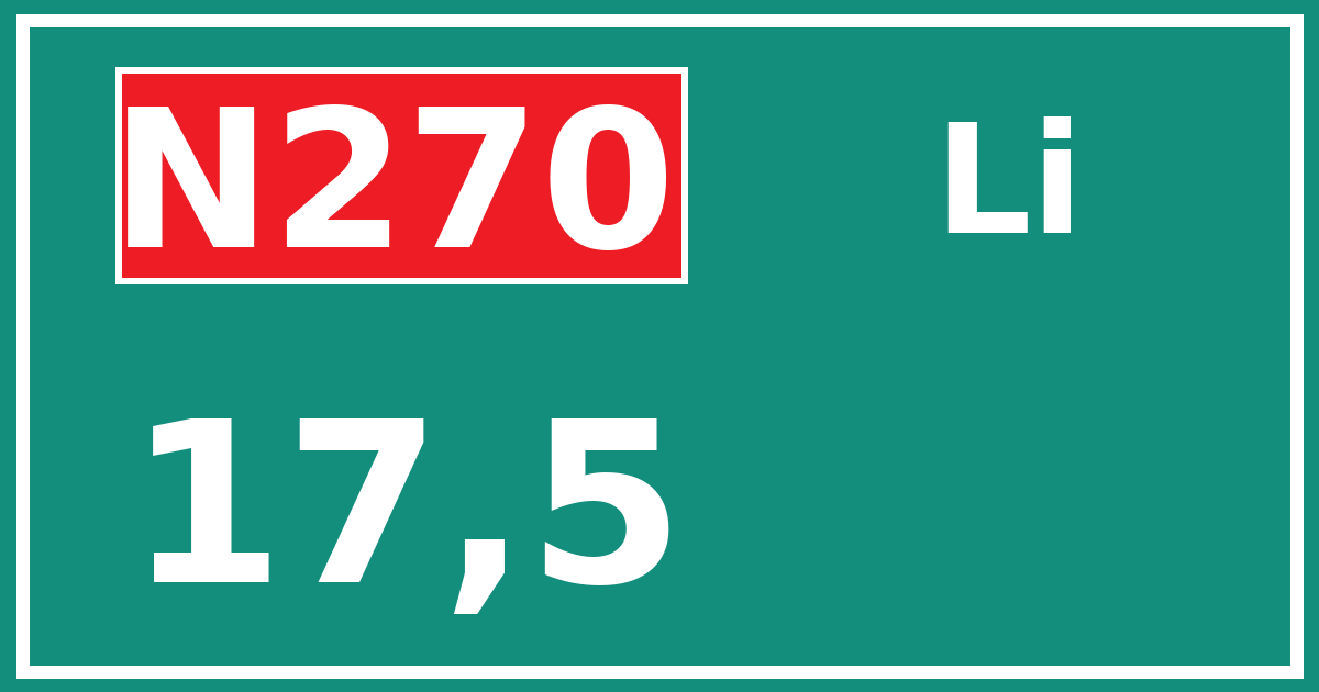 Hectometerbord N270 17,5 zijde Li