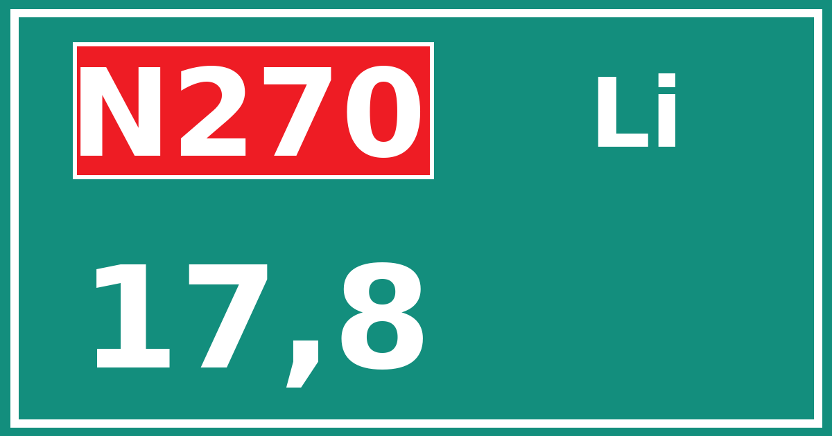 Hectometerbord N270 17,8 zijde Li