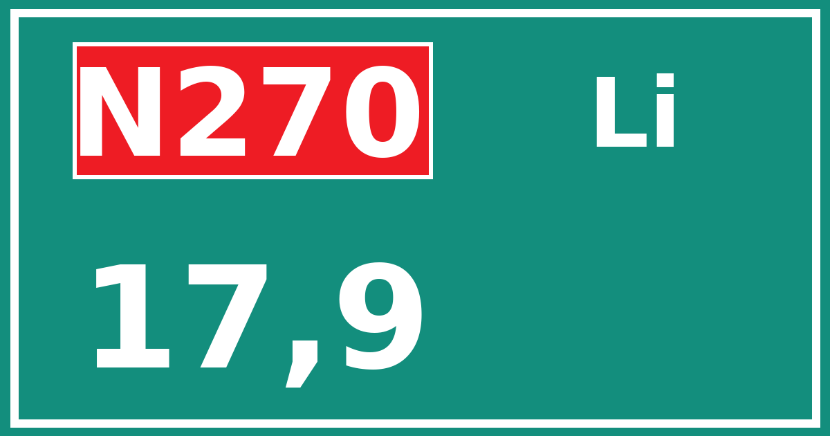 Hectometerbord N270 17,9 zijde Li