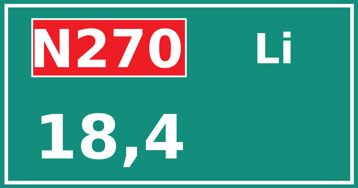 Hectometerbord N270 18,4 zijde Li