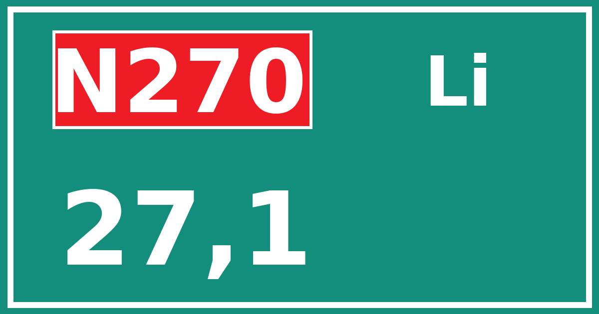 Hectometerbord N270 27,1 zijde Li
