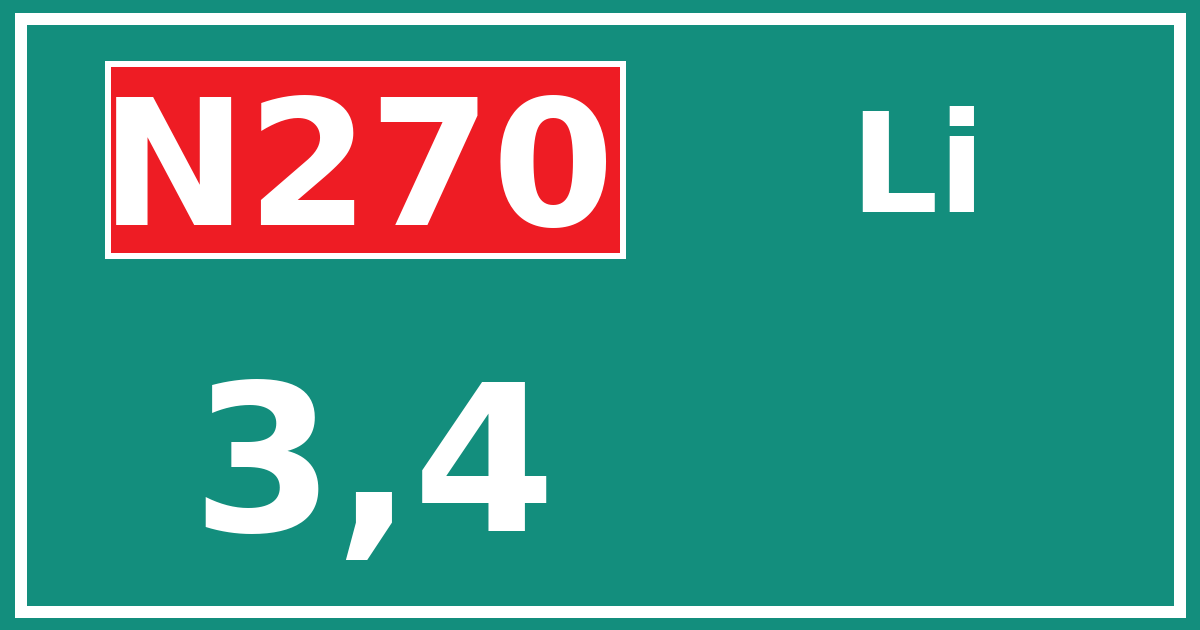Hectometerbord N270 3,4 zijde Li