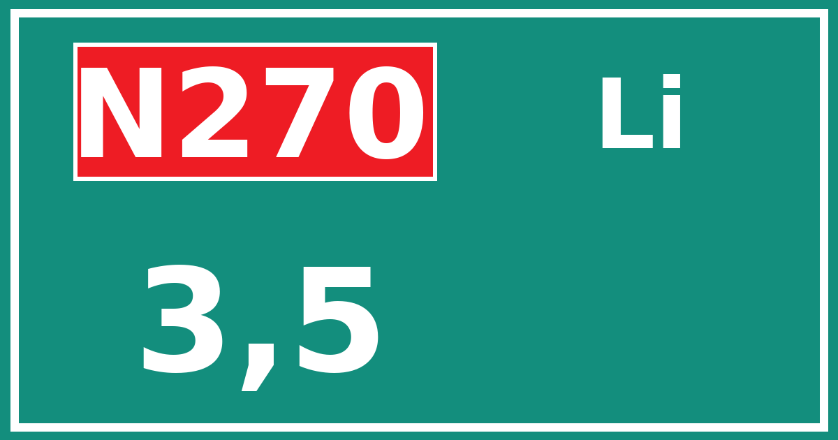 Hectometerbord N270 3,5 zijde Li