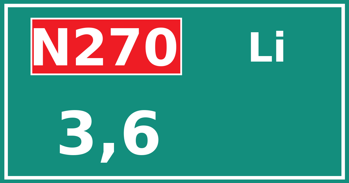 Hectometerbord N270 3,6 zijde Li