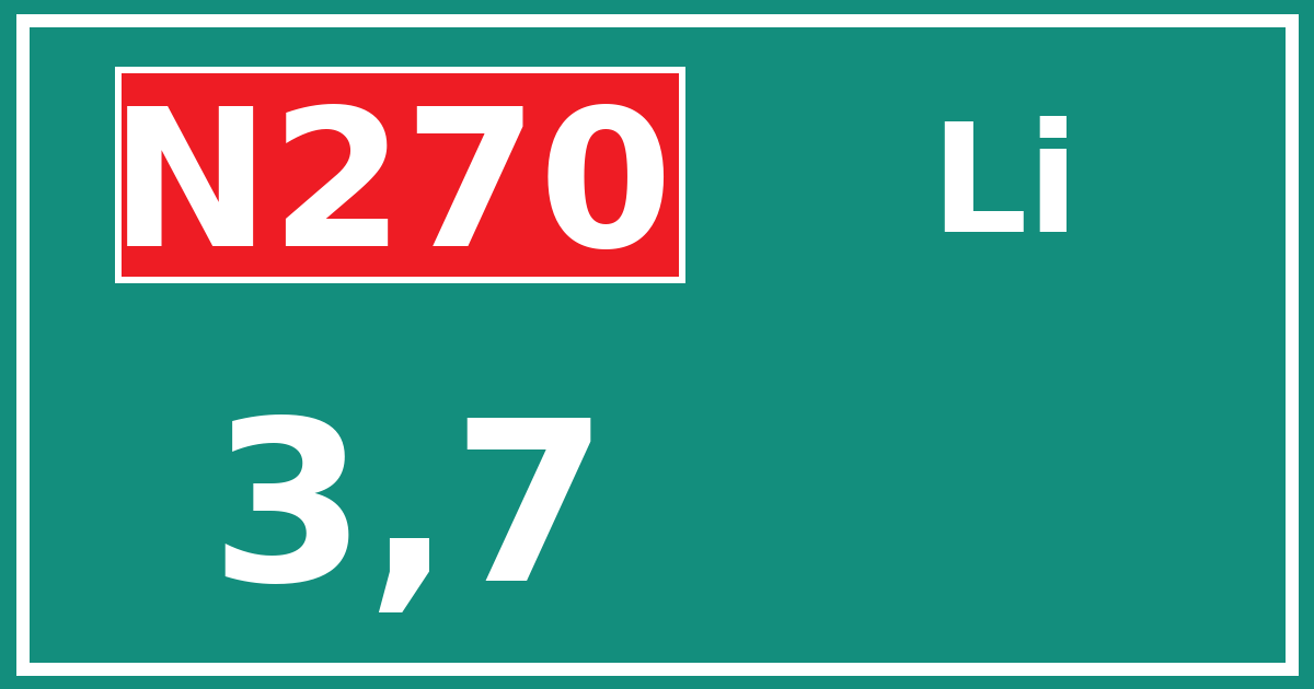 Hectometerbord N270 3,7 zijde Li
