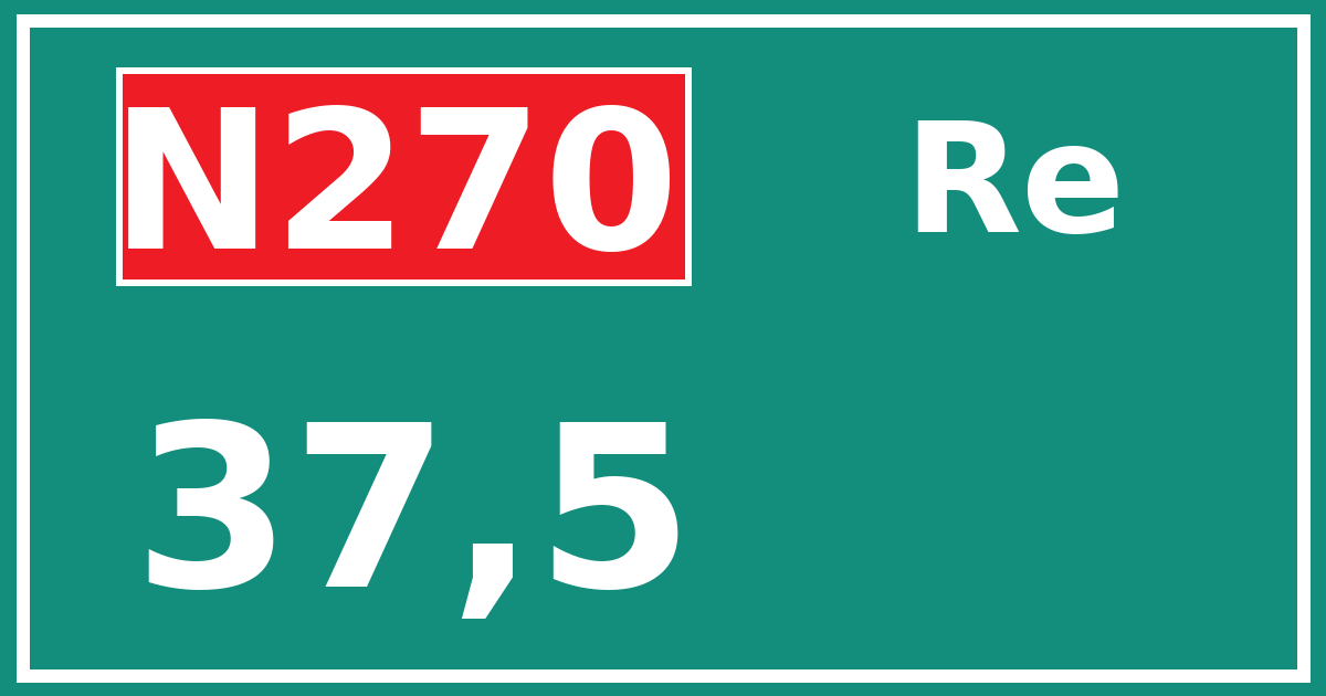 Hectometerbord N270 37,5 zijde Re