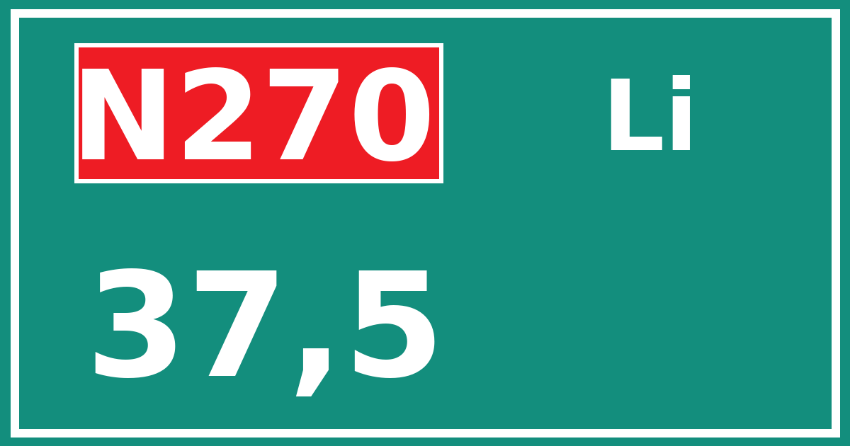 Hectometerbord N270 37,5 zijde Li