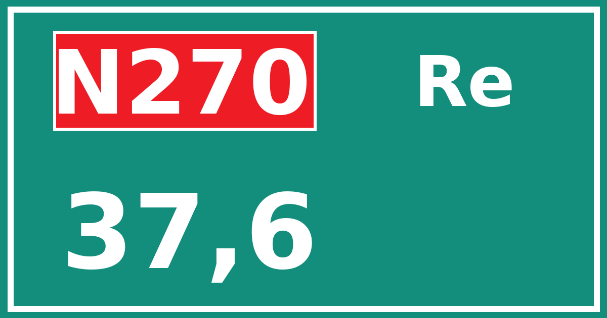 Hectometerbord N270 37,6 zijde Re