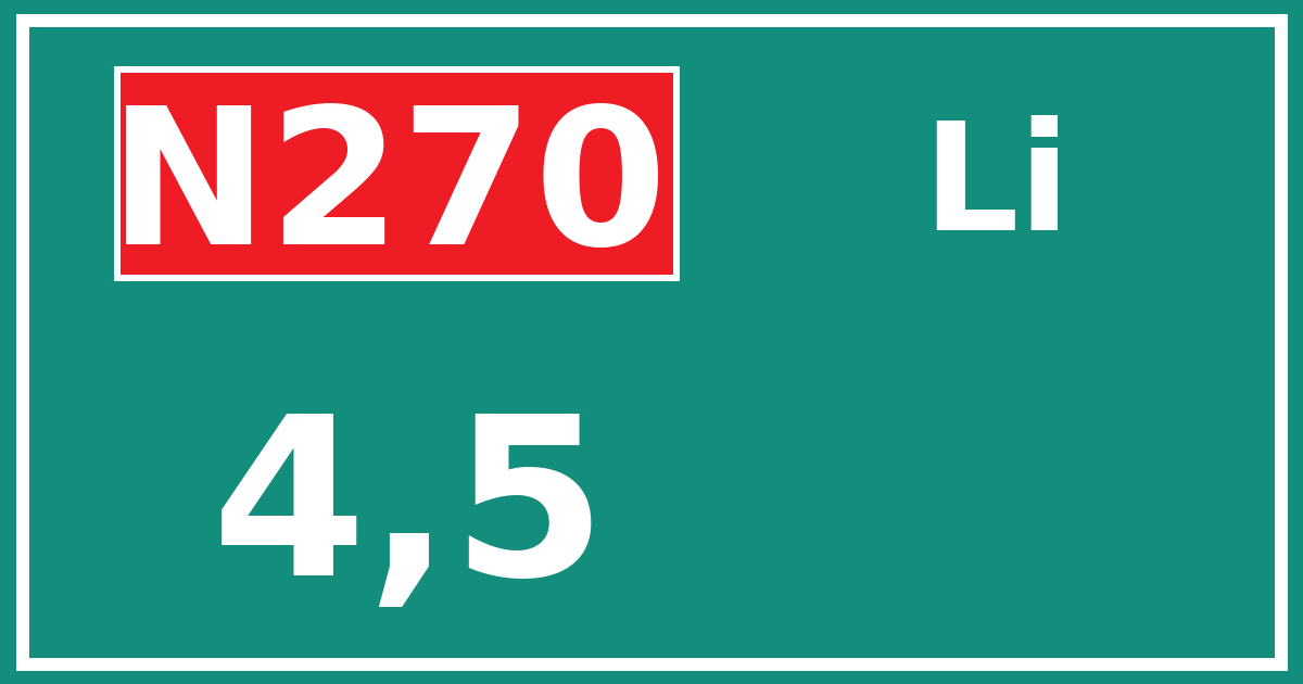 Hectometerbord N270 4,5 zijde Li
