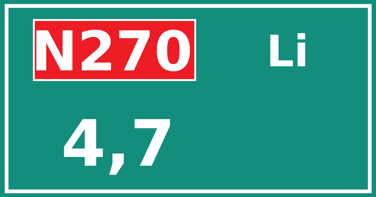 Hectometerbord N270 4,7 zijde Li