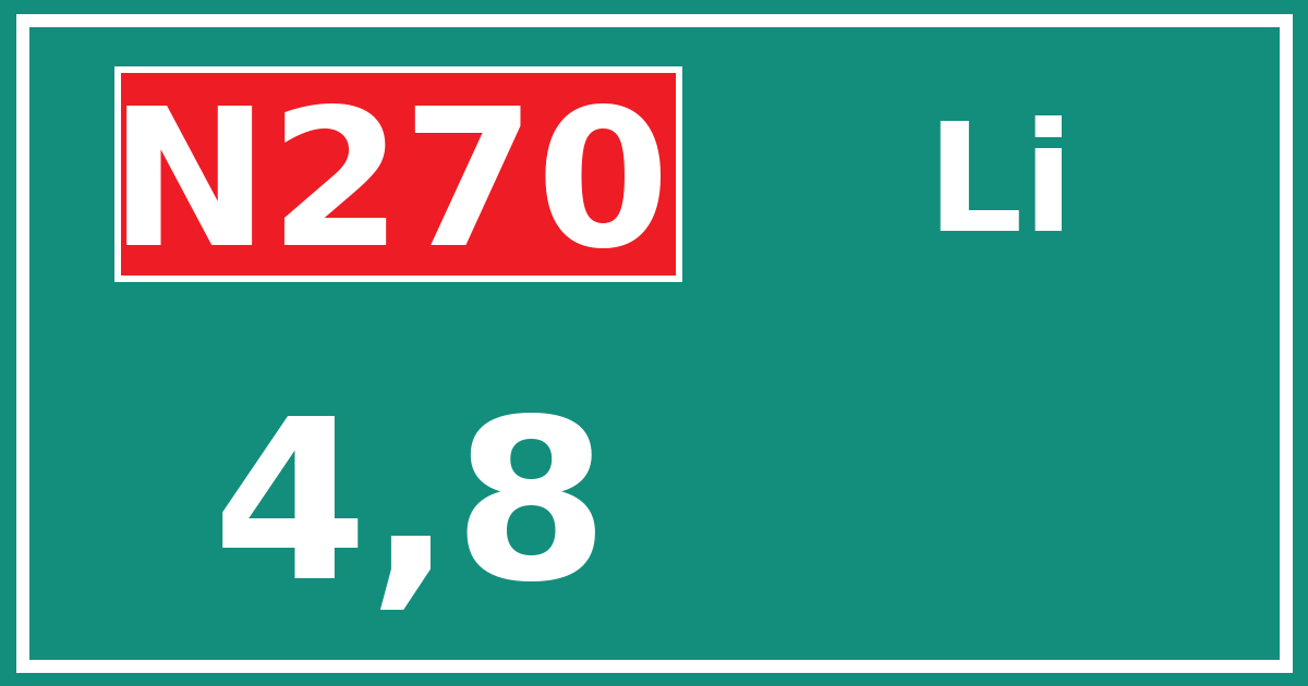 Hectometerbord N270 4,8 zijde Li
