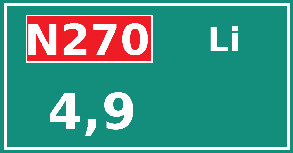 Hectometerbord N270 4,9 zijde Li