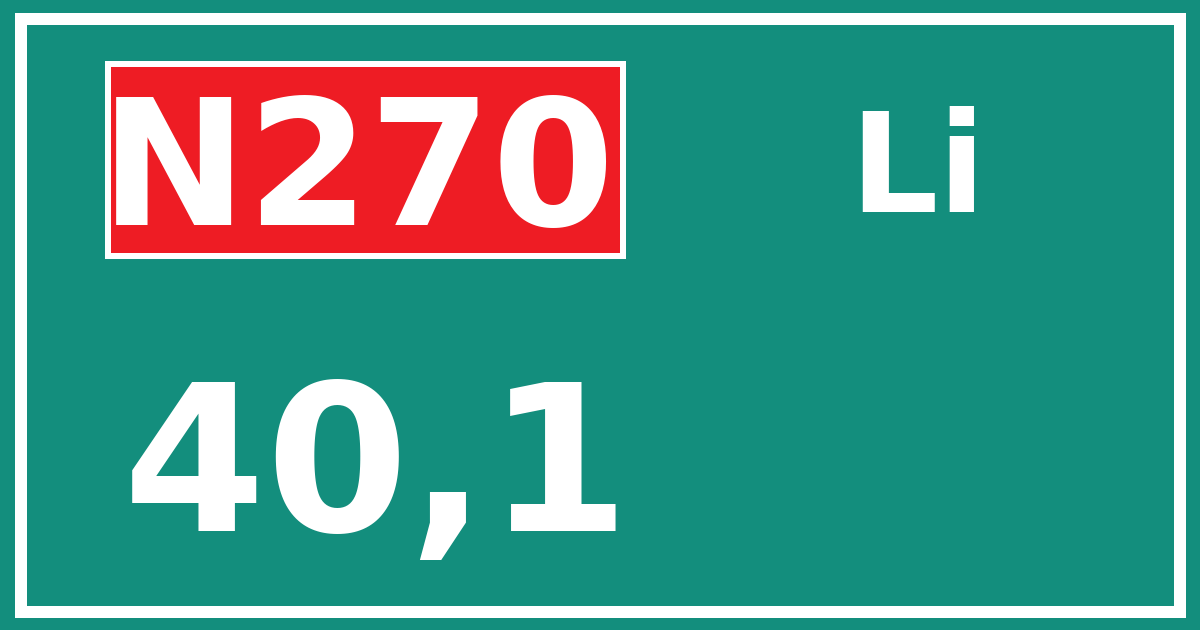 Hectometerbord N270 40,1 zijde Li