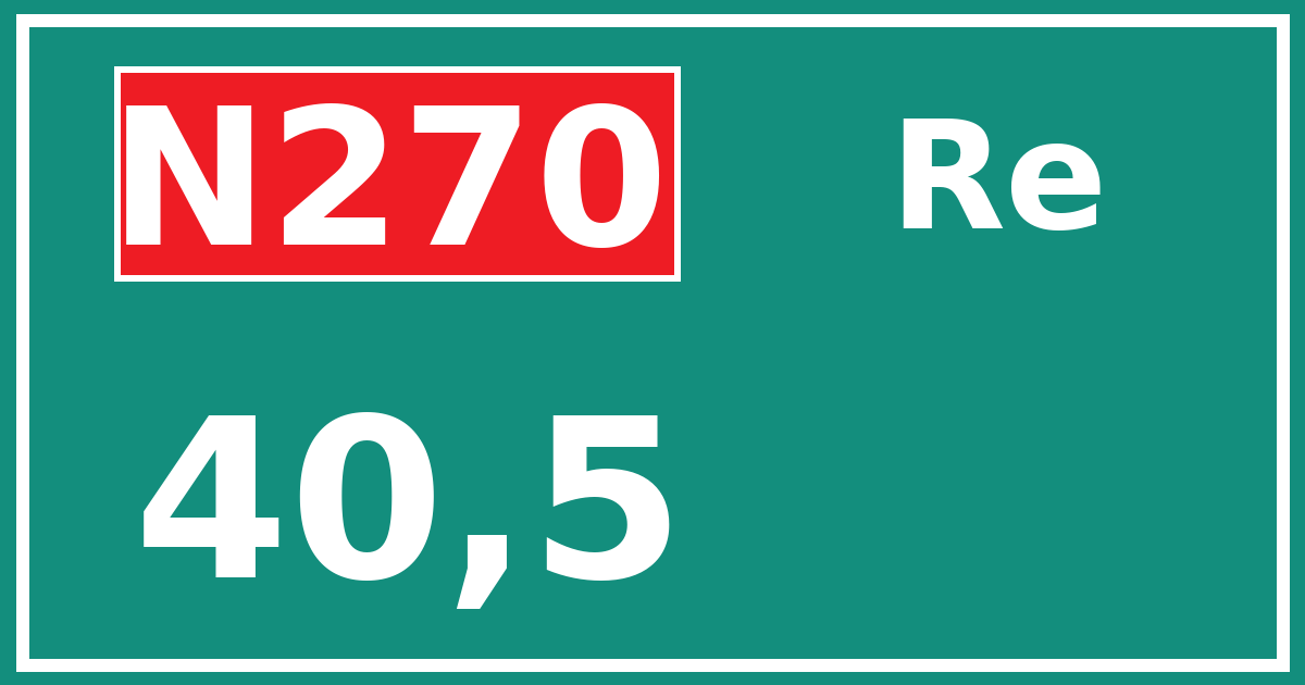 Hectometerbord N270 40,5 zijde Re