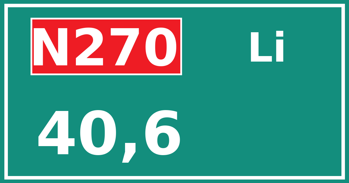 Hectometerbord N270 40,6 zijde Li
