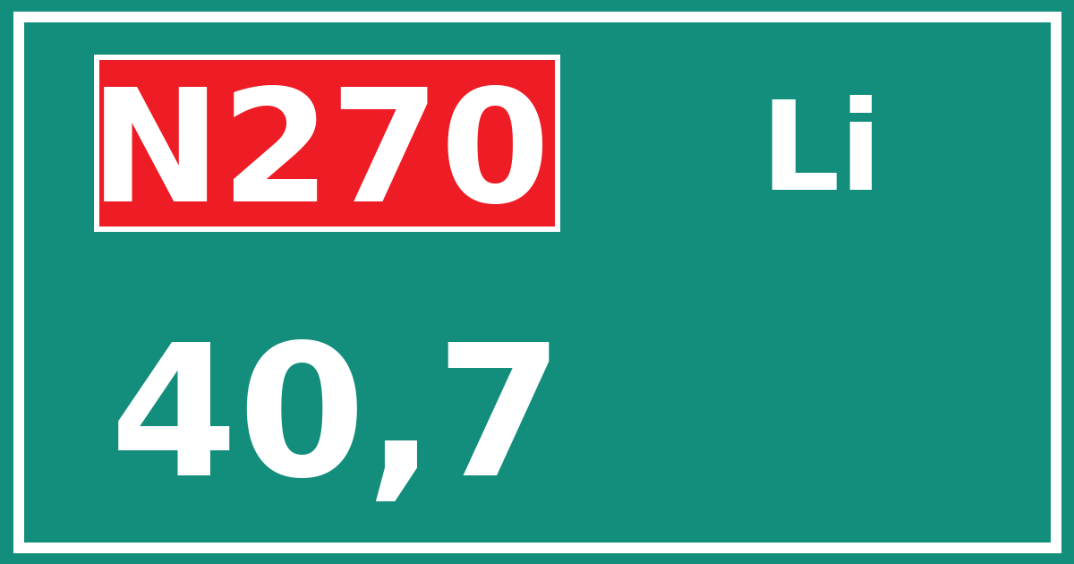 Hectometerbord N270 40,7 zijde Li