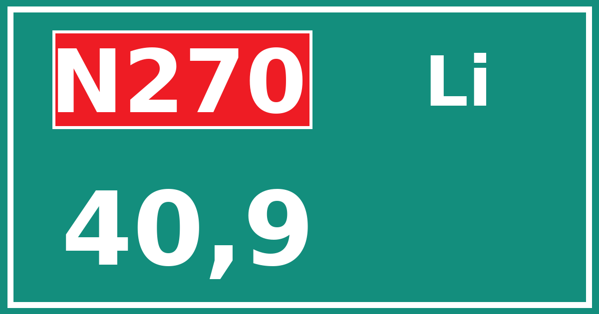 Hectometerbord N270 40,9 zijde Li
