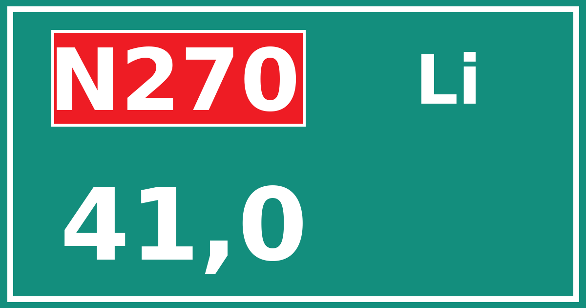 Hectometerbord N270 41,0 zijde Li