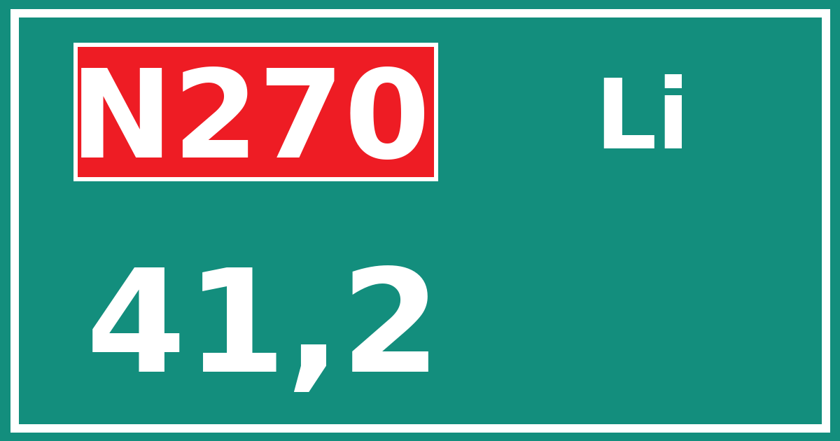 Hectometerbord N270 41,2 zijde Li
