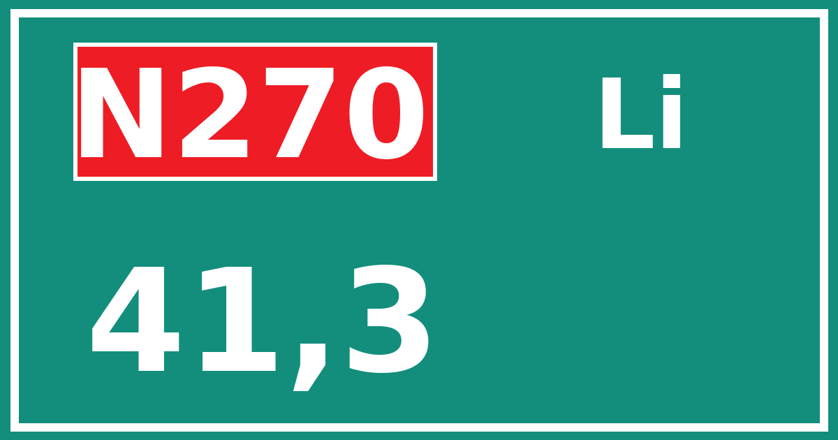 Hectometerbord N270 41,3 zijde Li