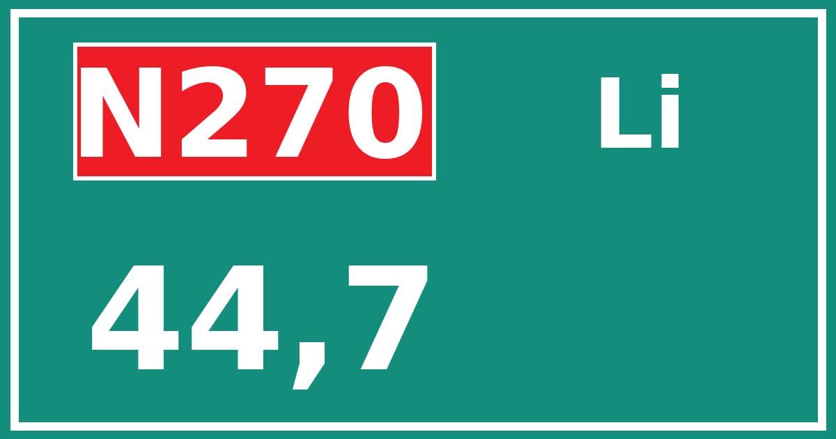 Hectometerbord N270 44,7 zijde Li